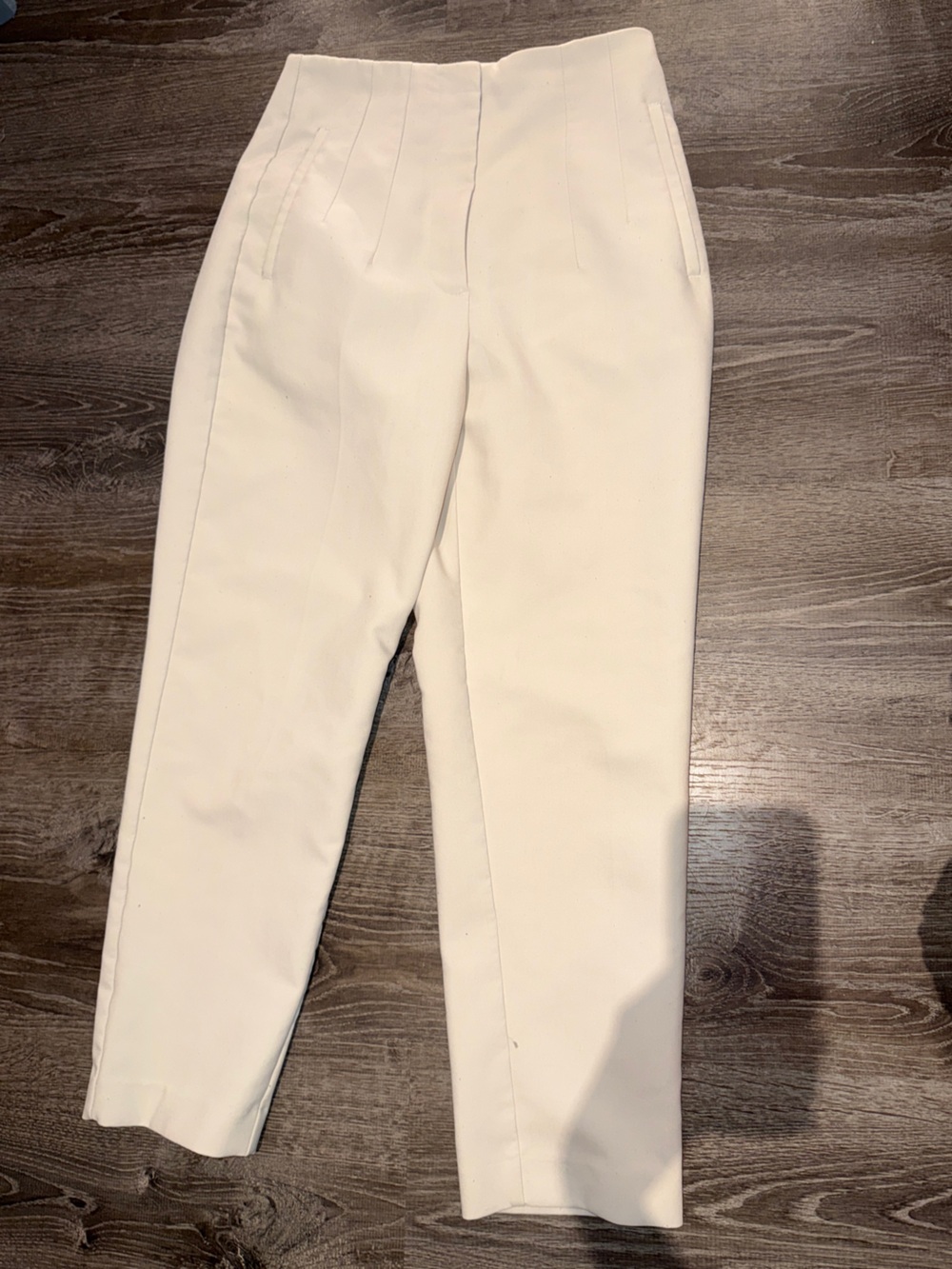 Zara White Tapered High-Waist Pants